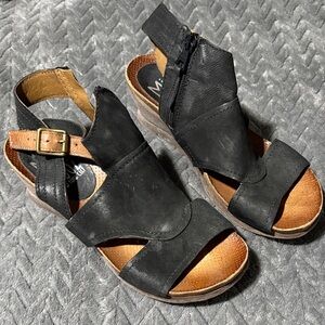 Miz Mooz Black and Tan Leather Sandals